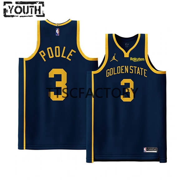 Golden State Warriors Trikot Jordan Poole 3 Jordan 2022-23 Statement Edition Navy Swingman - Kinder